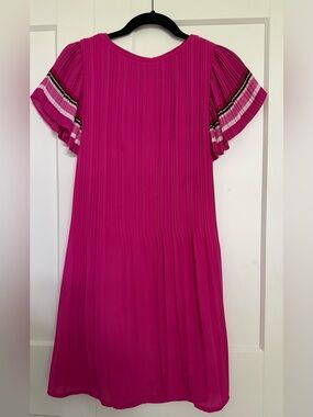 Maje Paris Fuchsia Pleated Short-Sleeve Dress size Fr 34 fit Us 2 to 04